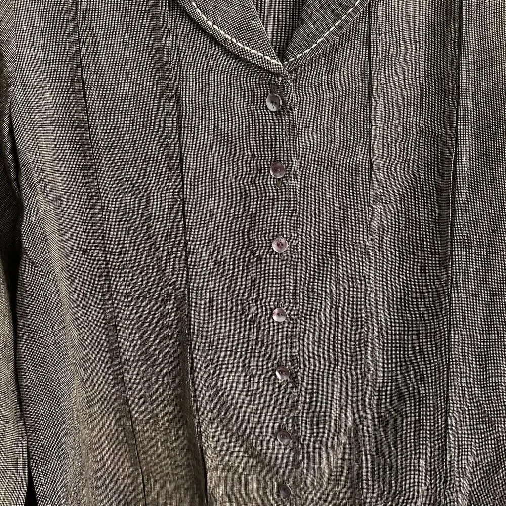 Karavan Womens Olive Green Woven Linen Blazer Blouse‎ Medium Button Front - Picture 4 of 9